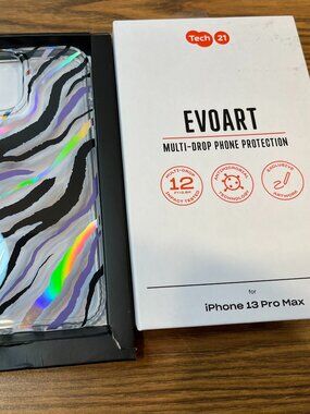 Tech21 EvoArt iPhone 13 Pro Max Case – Zebra Holographic Shockproof Cover
